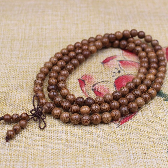 Wood mala necklace / bracelet & beautiful silk bag - Picture 10 of 10